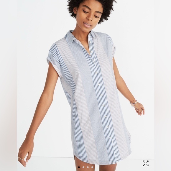 Madewell Central Shirtdress In Rawley Stripe Size Medium.